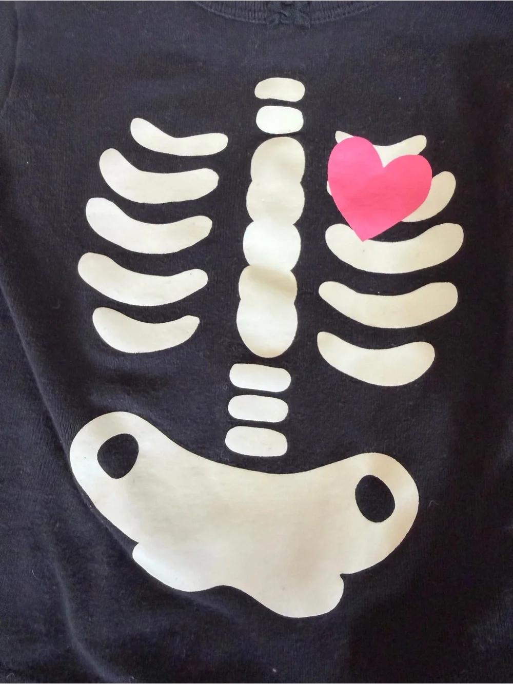 Toddler Girls Black Skeleton Heart Pajamas - Halloween glow in the dark pjs